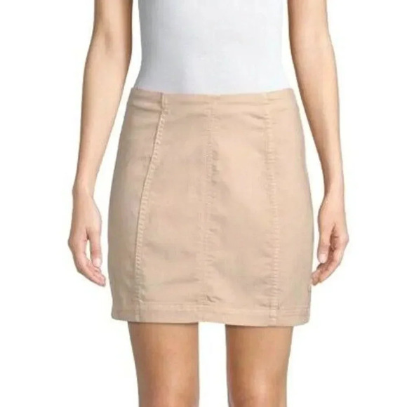 NWOT Free People Mini Skirt Women's Size 2 Beige Modern Femme Denim Jeans - Picture 1 of 6